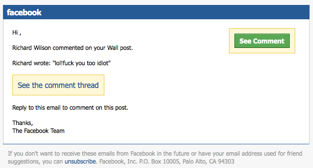 screenshot of phishing message