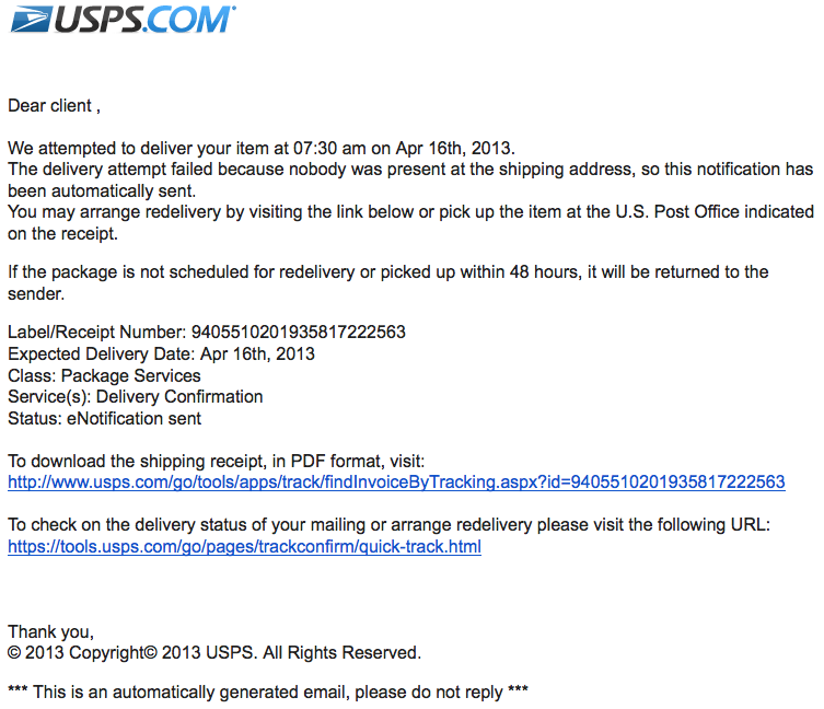 Usps Delivery Confirmation To A Po Box