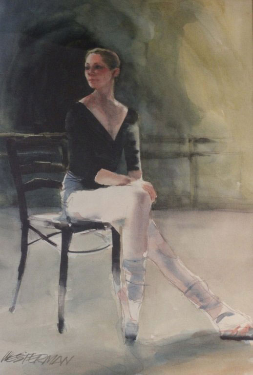 Painting of “Waiting” by Arnold Westerman ’48