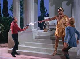 Apollo (god? alien?) torments the crew in the 1967 Star Trek episode “Who Mourns for Adonais?”
