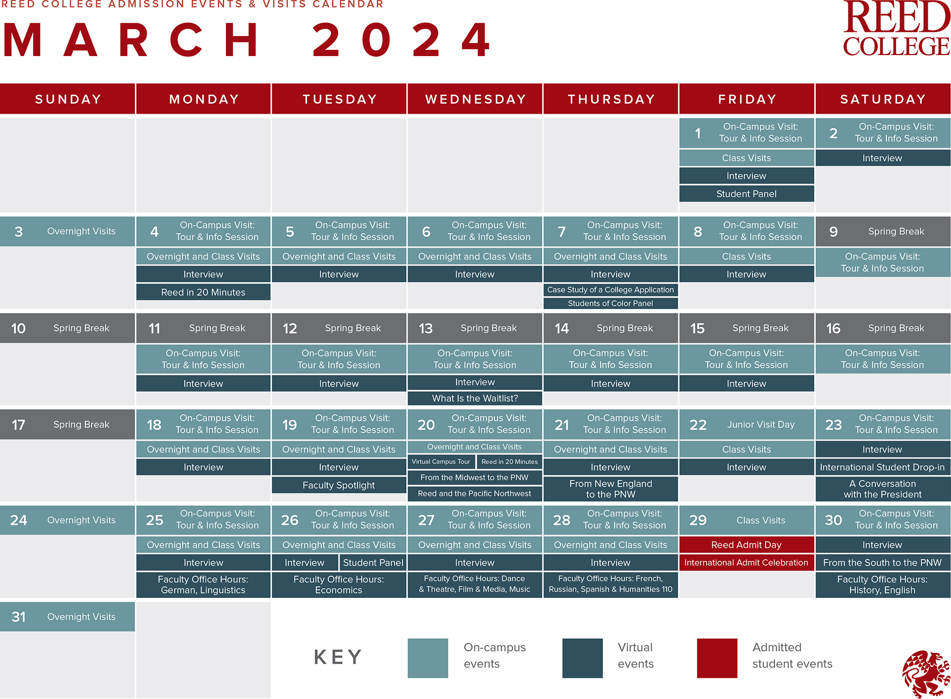 March 2024 calendar of events