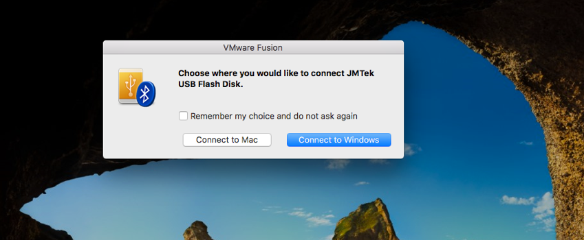 VMware Fusion USB Dialog