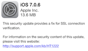iOS 7.0.6 update
