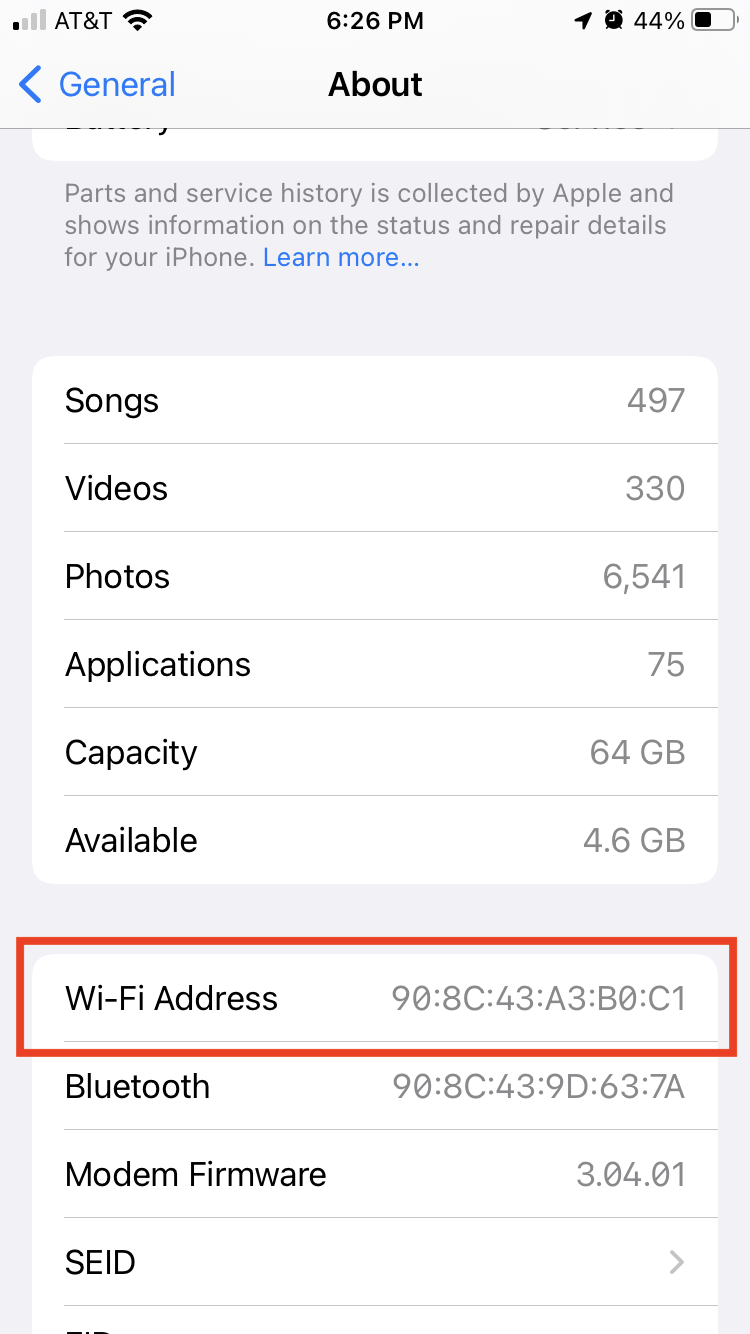 iOS MAC Address