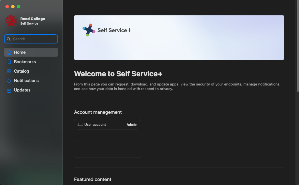 Self Service+ Application Screenshot