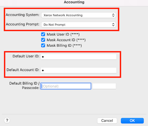 Highlights default options.