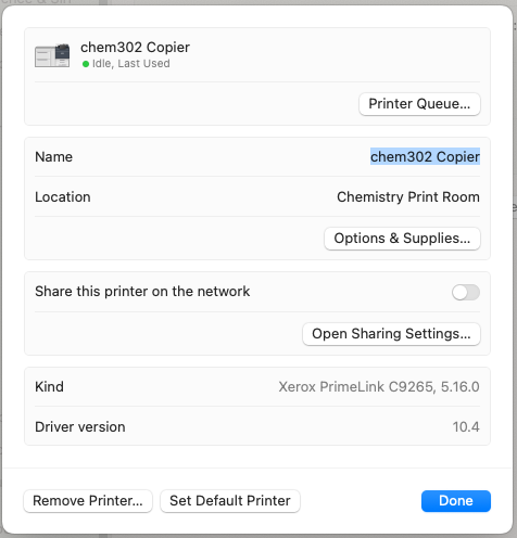 printer options dialog