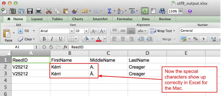 Special characters now preserved in Excel for the Mac