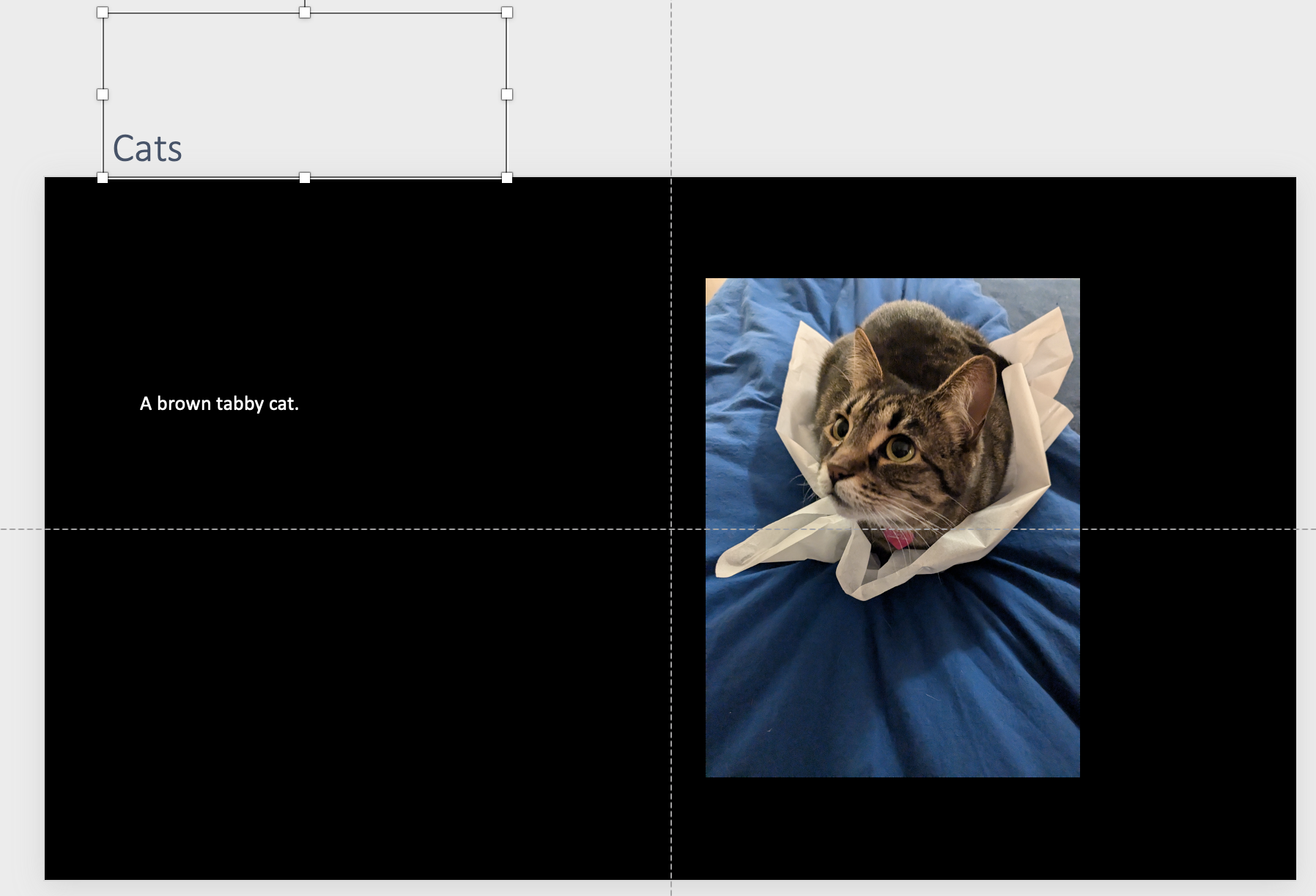 Title added to a PowerPoint slide outside of the slide boundary.