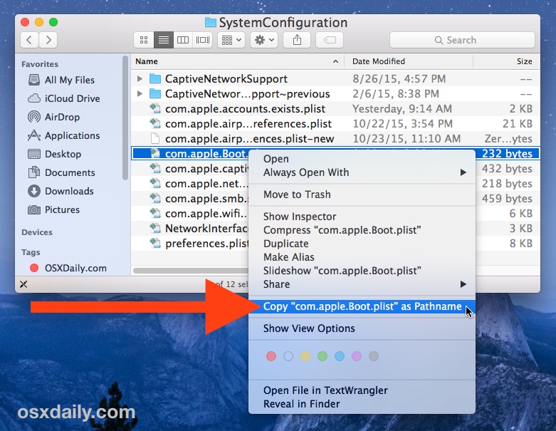 finder showing menu with copy as pathname