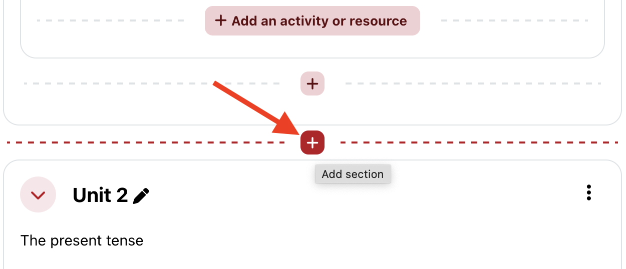 Location of add section option.