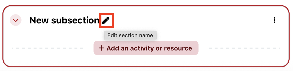 Icon to edit section name.