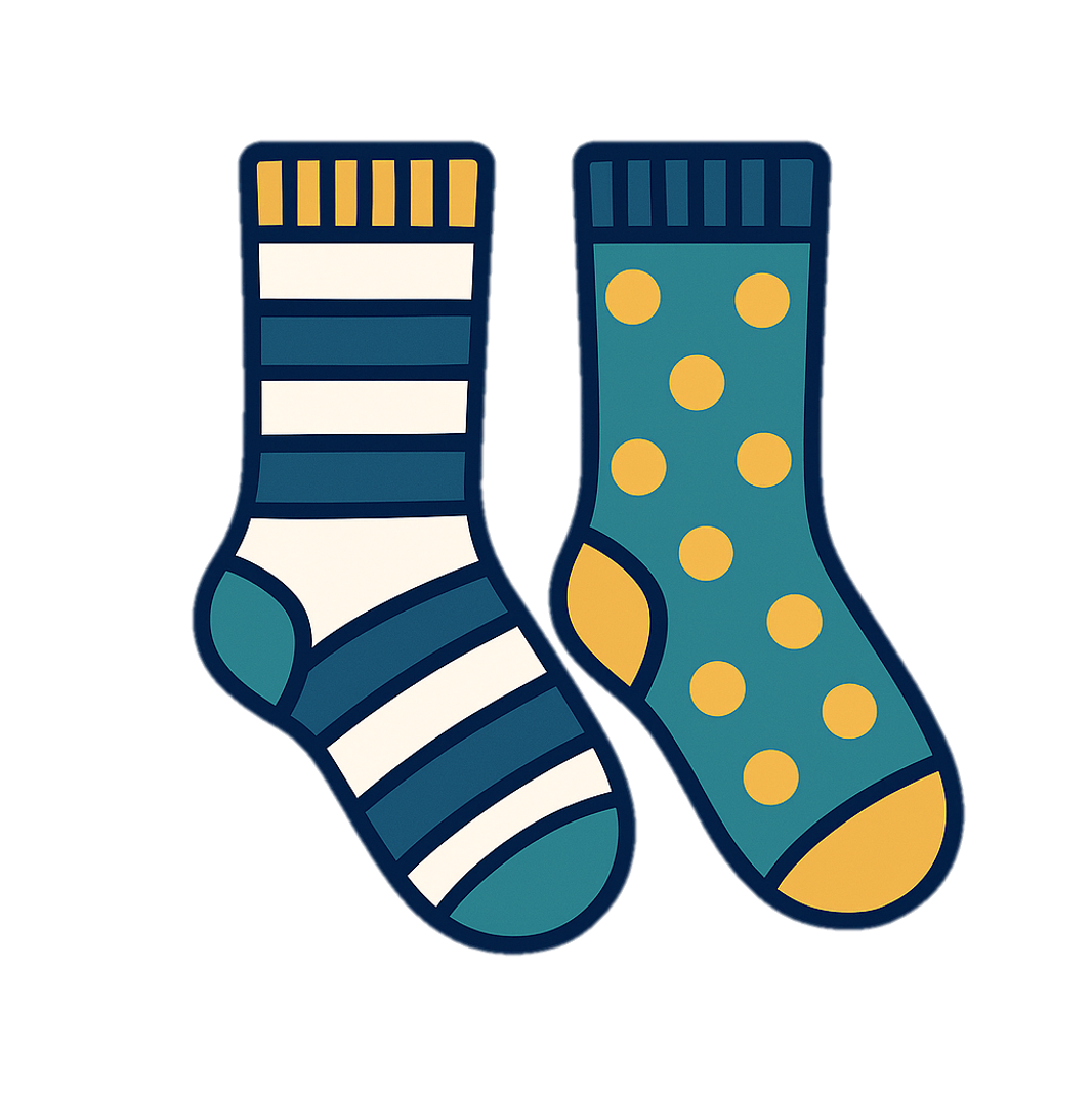 an icon of mismatched socks