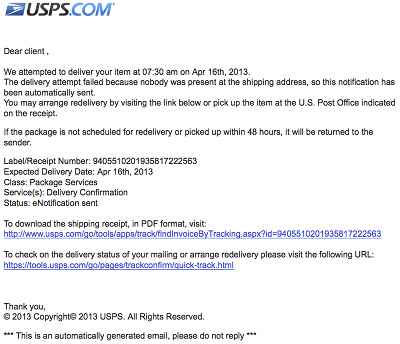 USPS phish