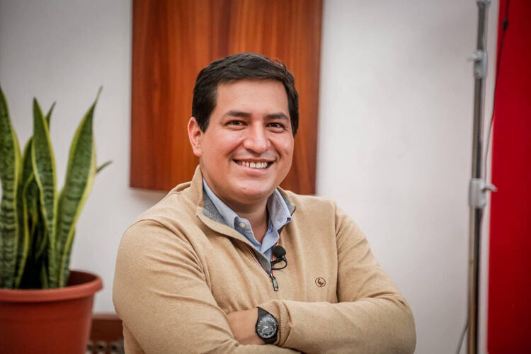 A headshot of Andrés Arauz