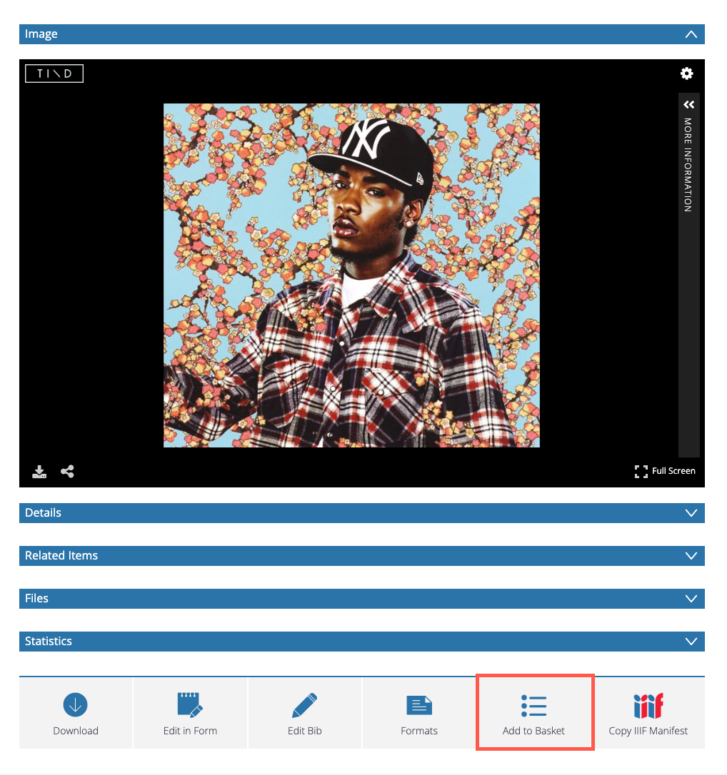 Adding an image to a basket from detail view