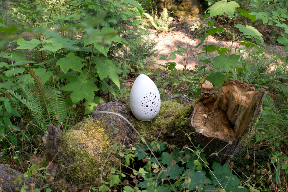 This porcelain egg was part of the installation "Nothing is Natural" in the Reed Canyon.