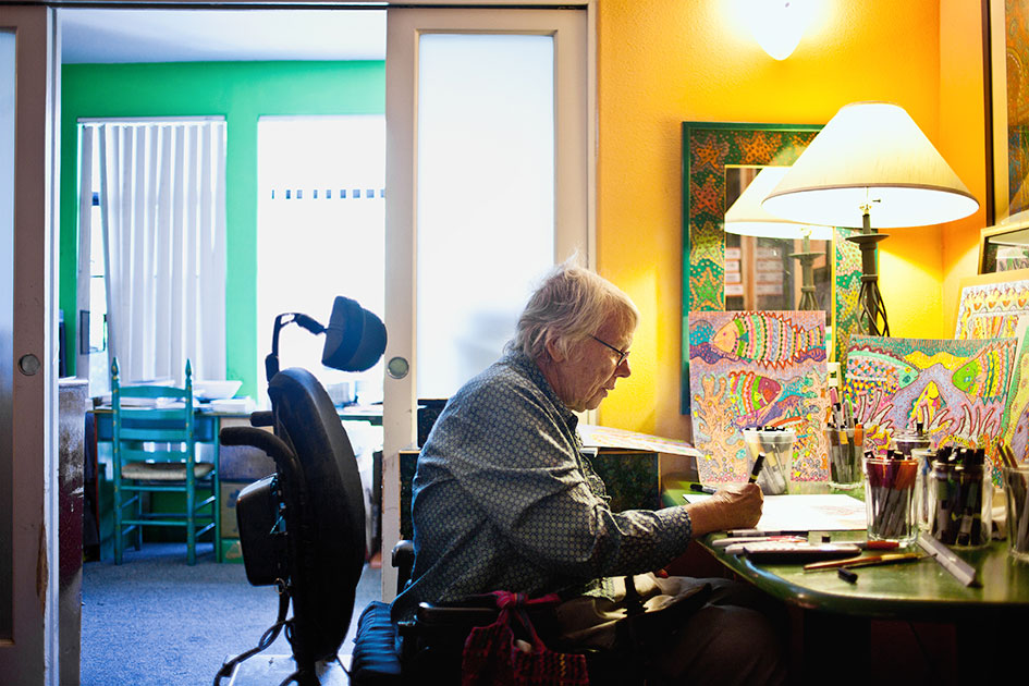 &amp;#8220;Some say my artwork is triumphing over my disability, but my disability has been helpful to me,&amp;#8221; says Kathleen Flannigan &amp;#8217;62. &amp;#8220;Instead of fighting it, I exploit it.&amp;#8221;