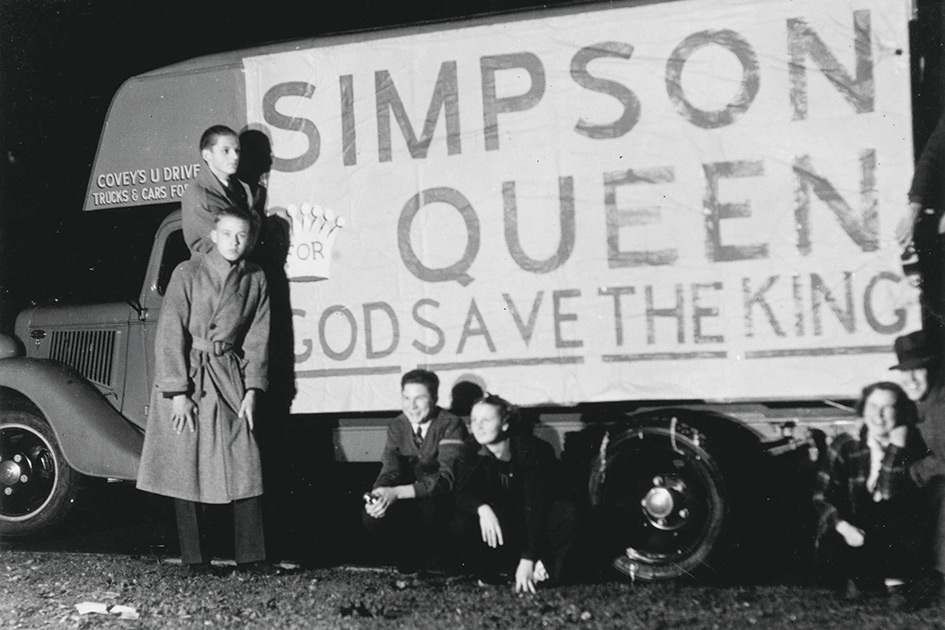Reed students (including Helen Branigin &amp;#8217;40 , Angus Crawford &amp;#8217;40, and Arthur Livermore &amp;#8217;40) commandeered a truck for the Simpson For Queen stunt of October 1936. President Dexter Keezer was reportedly not amused.