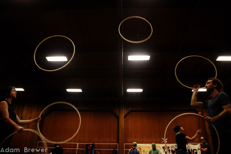 Shooting "hoops" in the Reed gym.