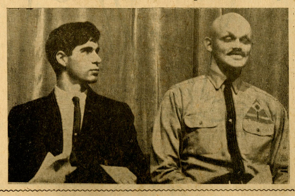Members of the NPA, a neo-Nazi organization, Edmund Crump (L) and Roger Gerber (R), who spoke at&amp;#160;Reed in 1965. Thanks in part to strong leadership by Mark Loeb &amp;#8217;65, the strongly opposed crowd&amp;#160;gave the two a civil reception.
