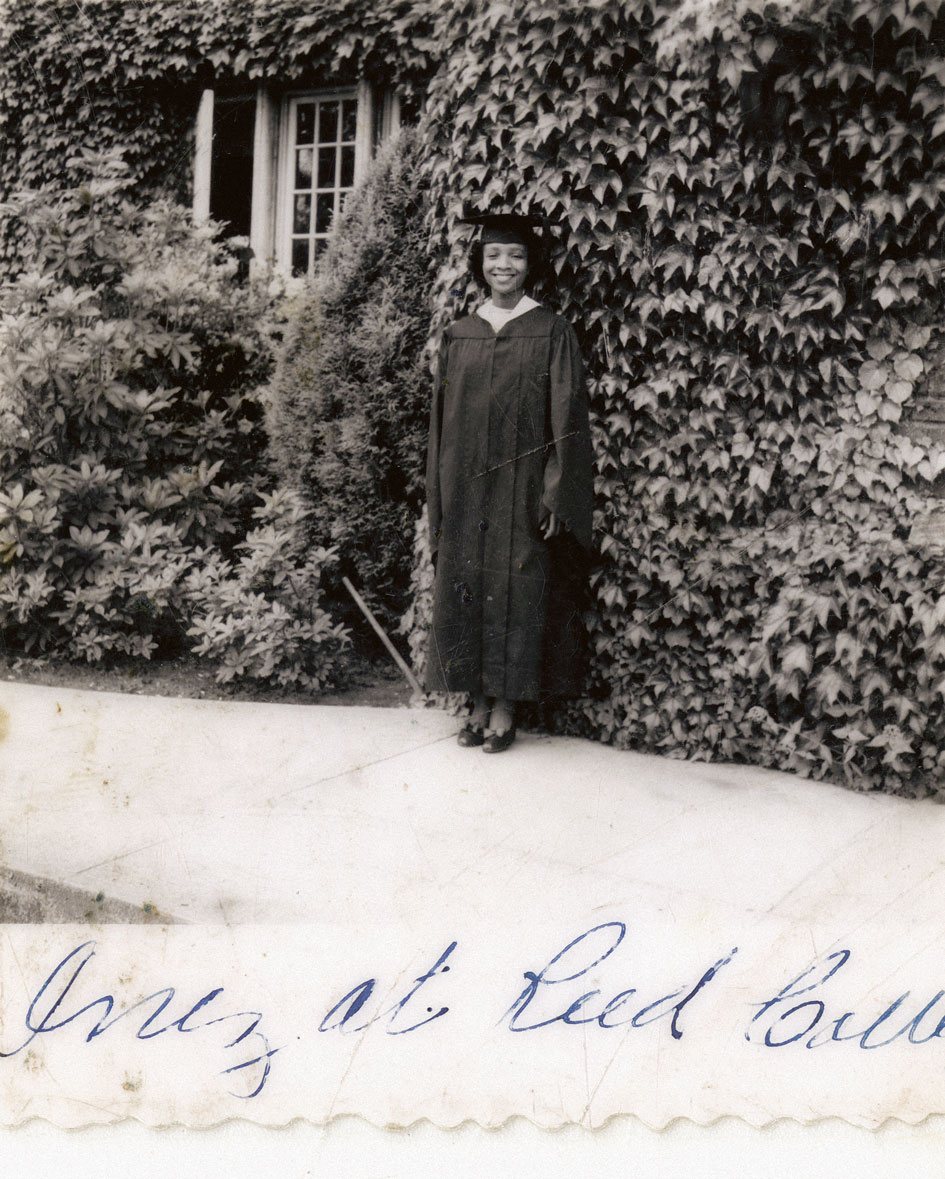 Inez Freeman ’48 at Reed in graduation gown