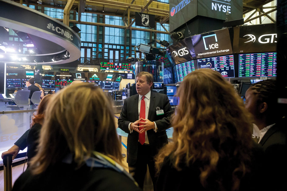 Fellows get an inside look at the trading floor of the New York Stock Exchange, courtesy of Edward G. Schreier of Deutsche Bank.