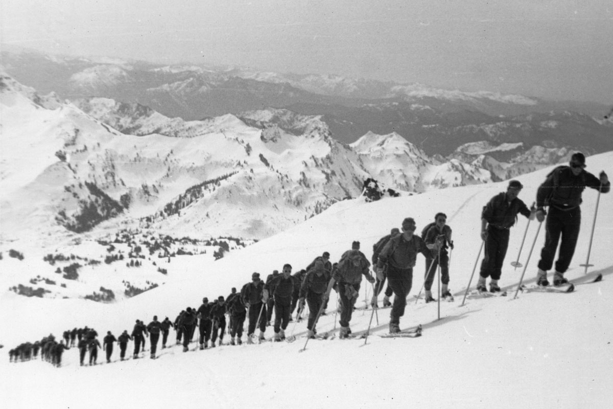 Soldiers of the 10th Mountain Division train for combat by skiing uphill along the Continental Divide.&amp;#160;