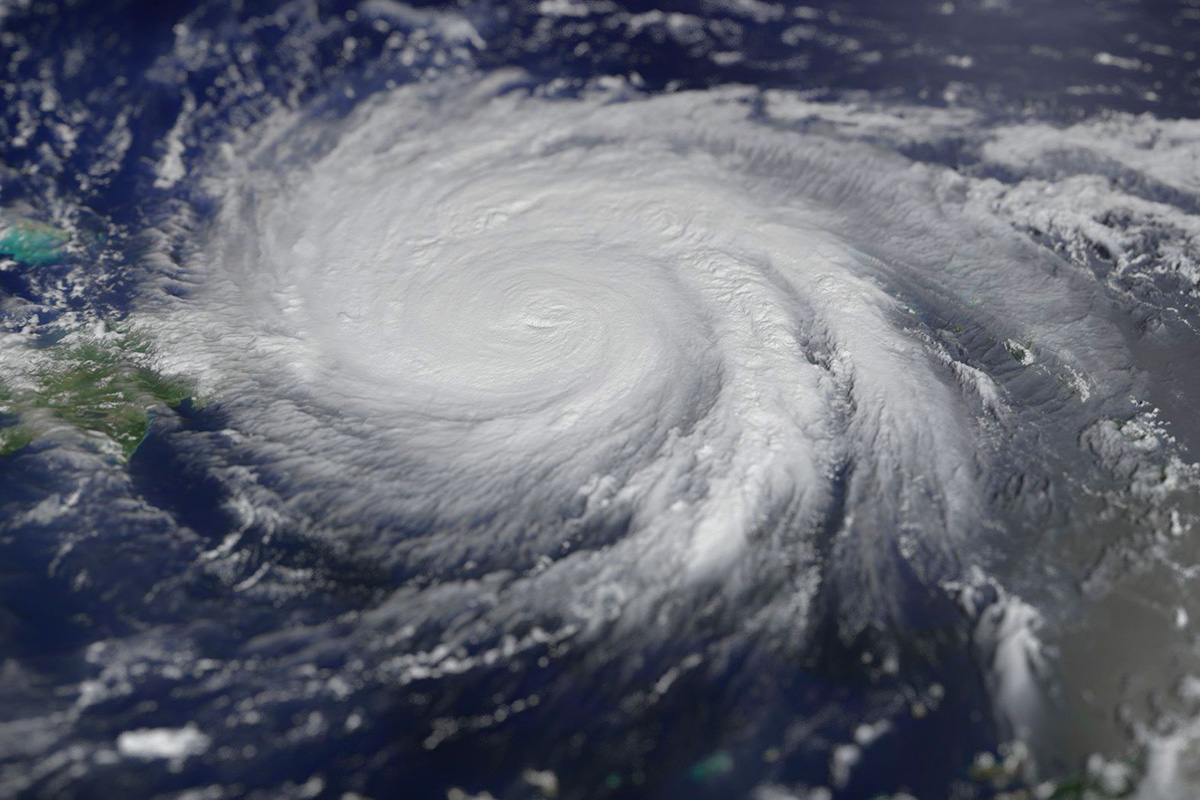 Hurricane Maria bearing down on Puerto Rico on September 20, 2017 (based on MODIS / Terra satellite image).