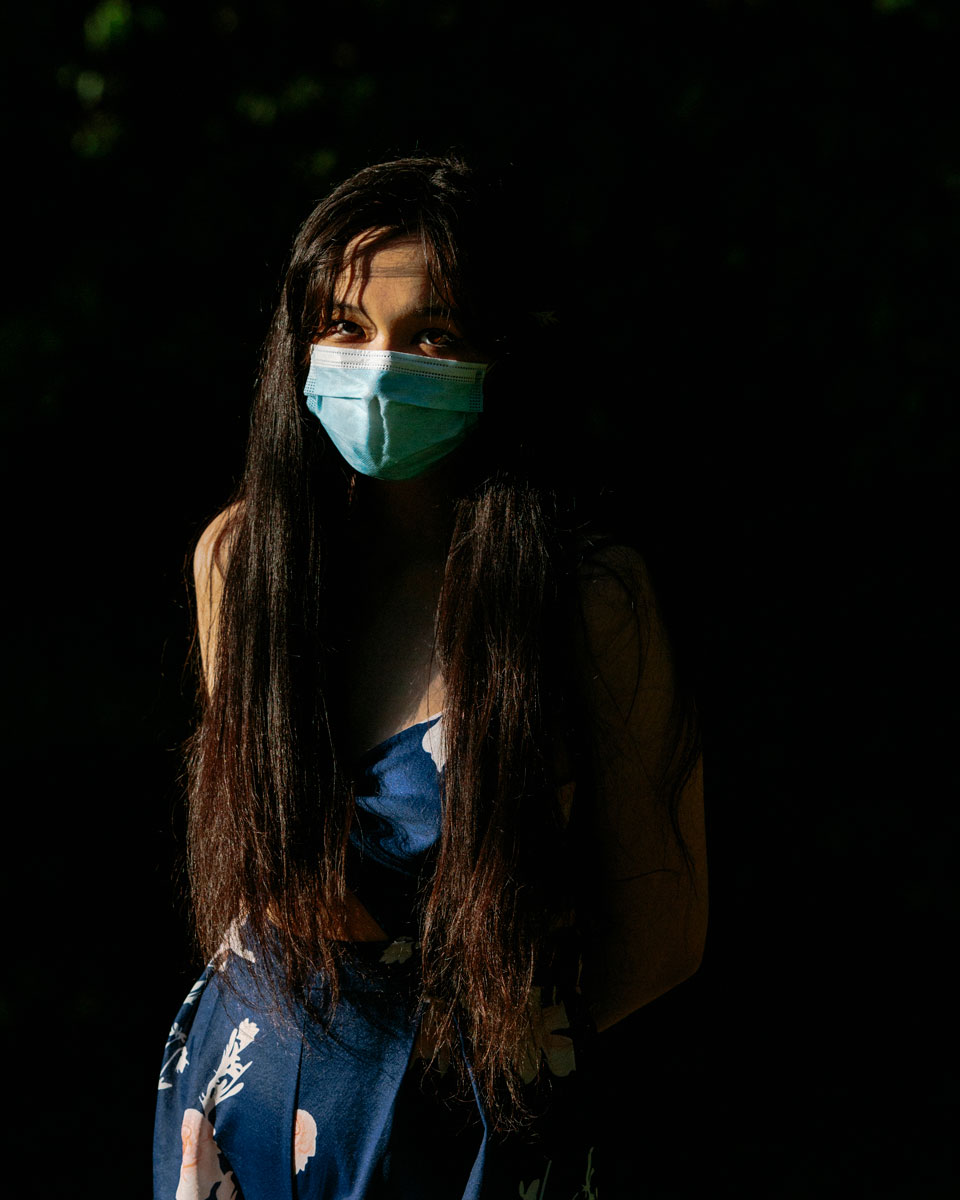 Photo of Tulia Fargis in a mask