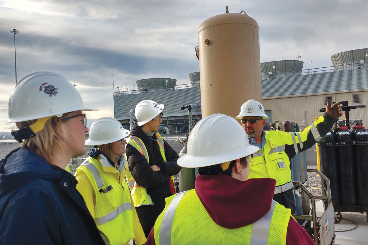 Prof. Julie Fry [chemistry] and students in ES 300 visited PGE&amp;#8217;s Boardman Coal Plant in 2014 to understand the tradeoffs facing power-grid operators as they seek to reduce dependence on fossil fuels.