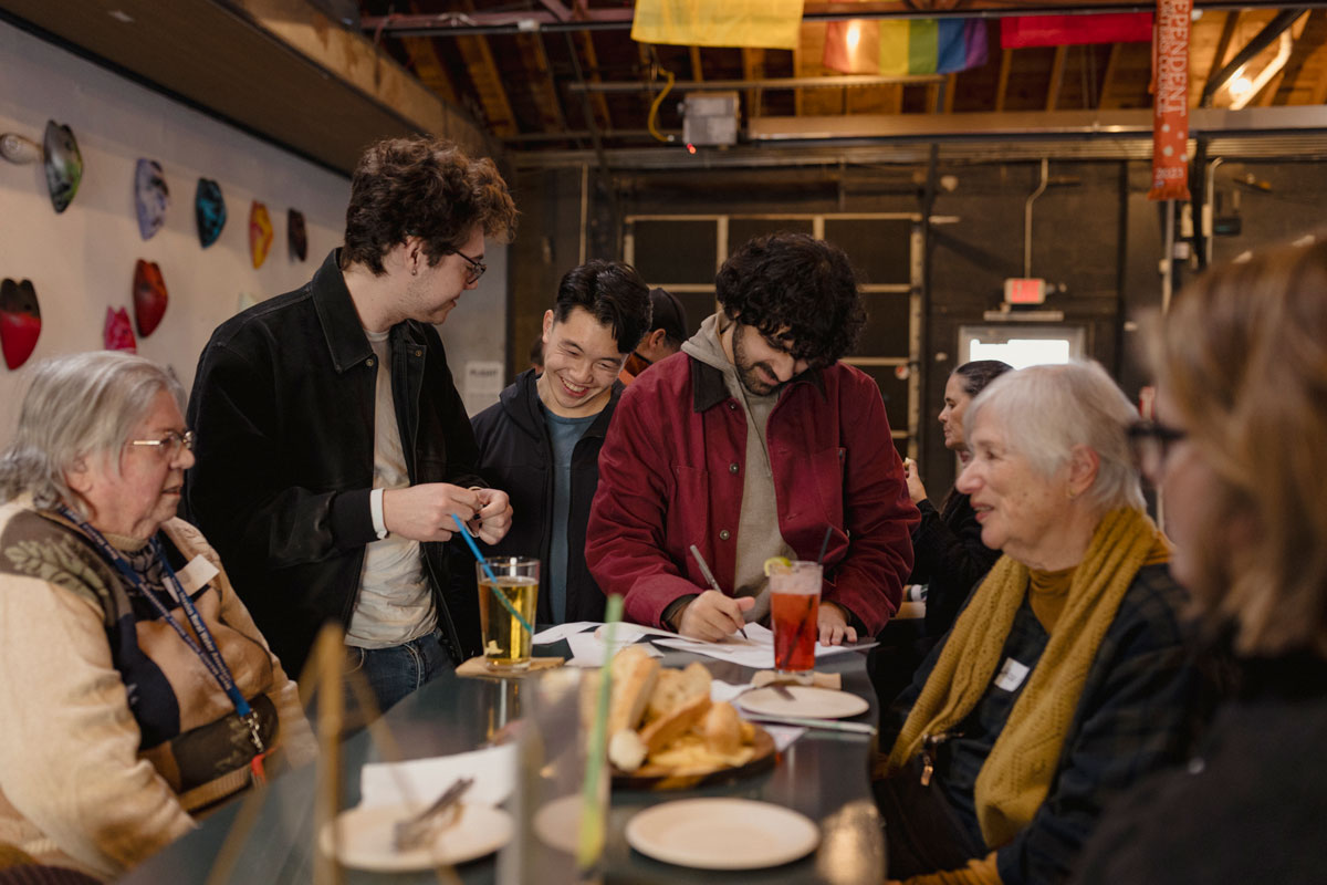 Reedies gathered in January at Juno, a brewery, cafe, and art space in Albuquerque, New Mexico: Loline Hathaway &amp;#8217;59, Lucas Caudill &amp;#8217;22, Orion Lee &amp;#8217;23, Saba Goodarzi &amp;#8217;20, Nancy Burns &amp;#8217;88, and Ahza Cohen &amp;#8217;57.