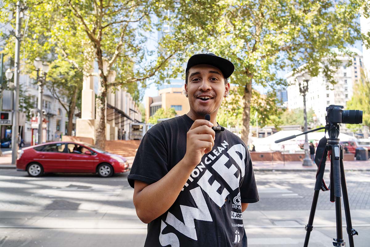 Zave Payne ’25 Plays Civics Quizmaster on the Streets of Portland