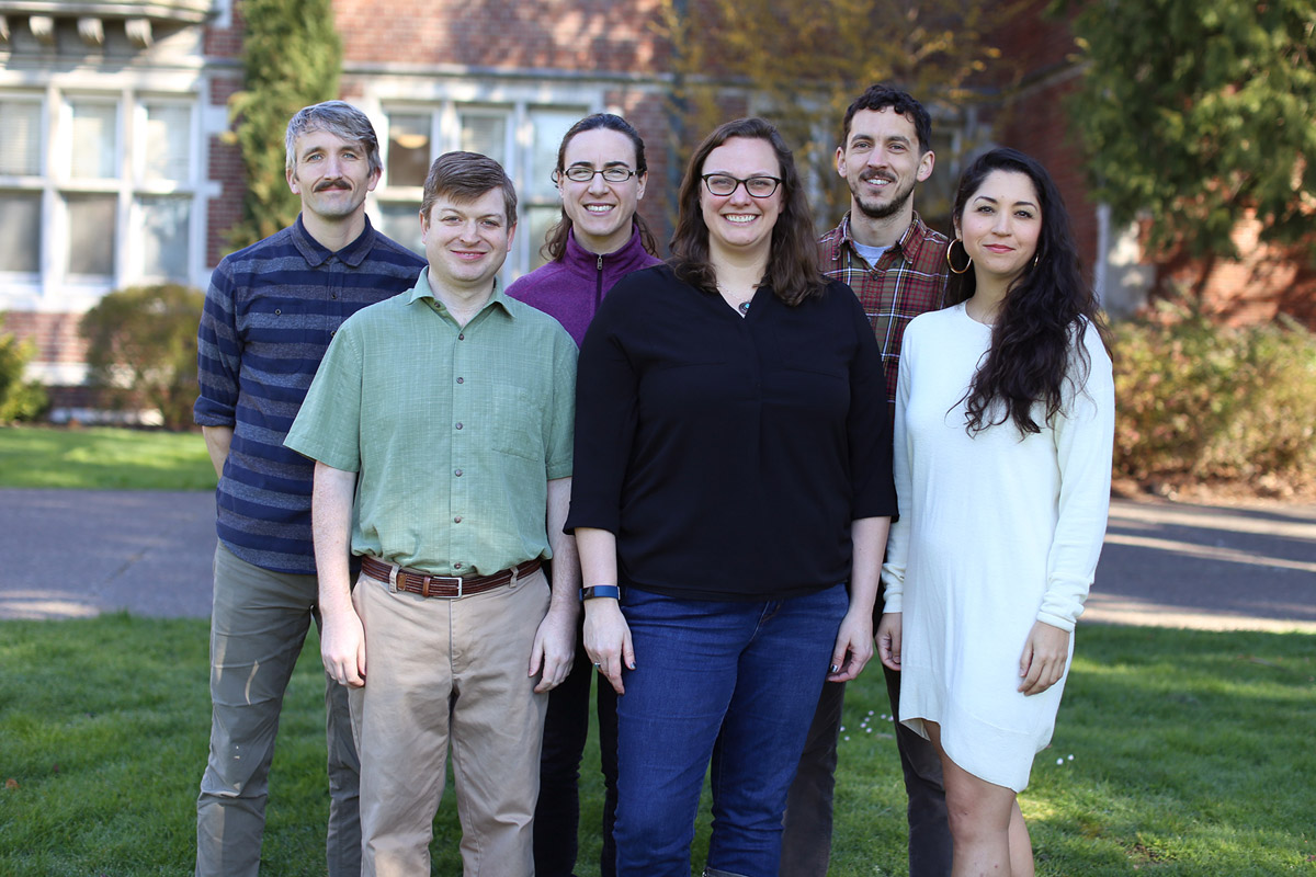 (From left) Profs. Kyle Ormsby, Adam Groce, Alison Crocker, Anna Ritz, Andrew Bray, and Luc&amp;#237;a Mart&amp;#237;nez Valdivia were all granted tenure by the Board of Trustees.