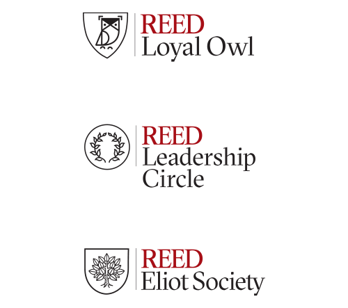 Three Reed College donor society logos.