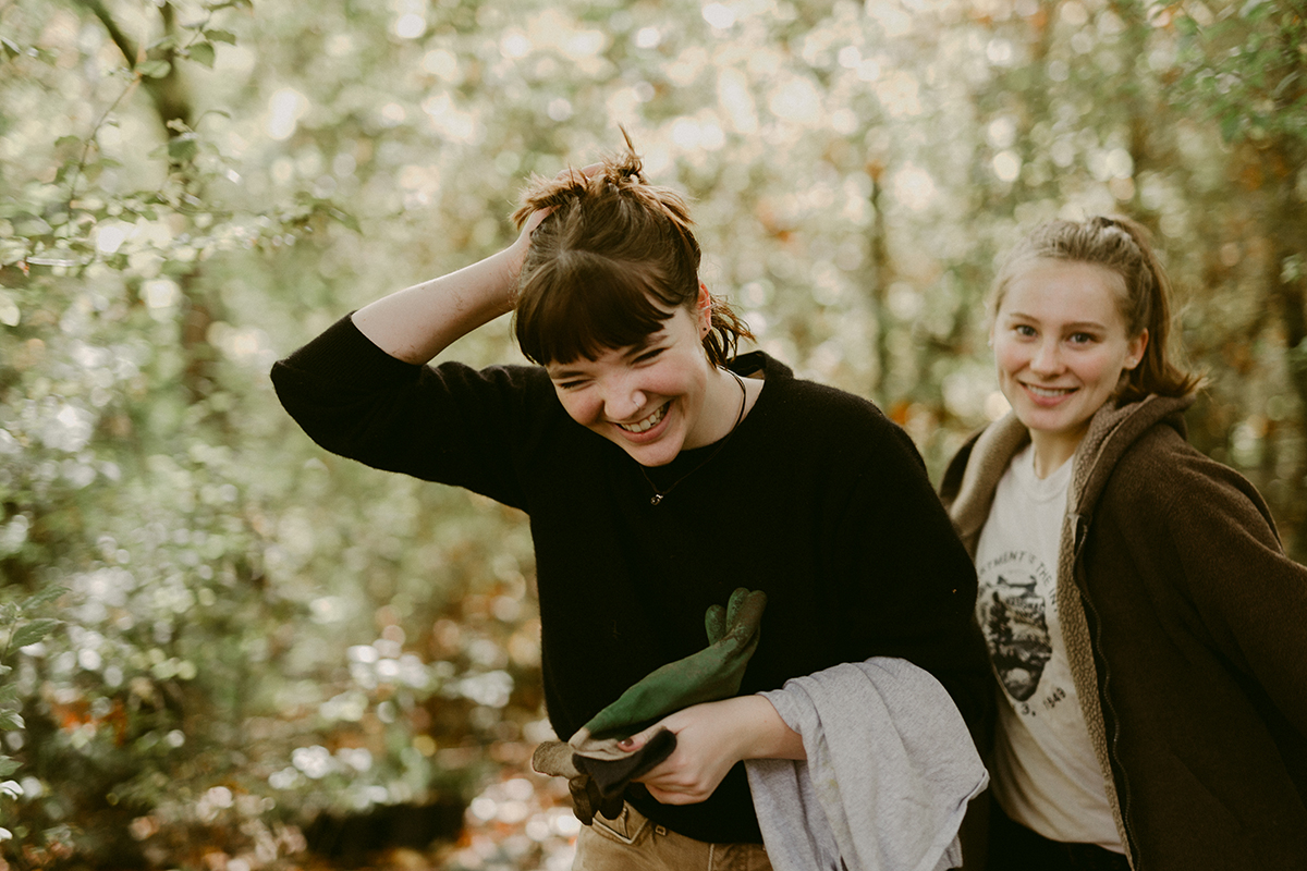 Two students smiling while standing in Reed canyon.