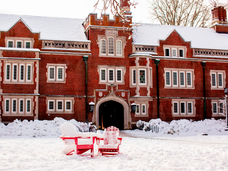 Old Dorm Block on a snowy day.