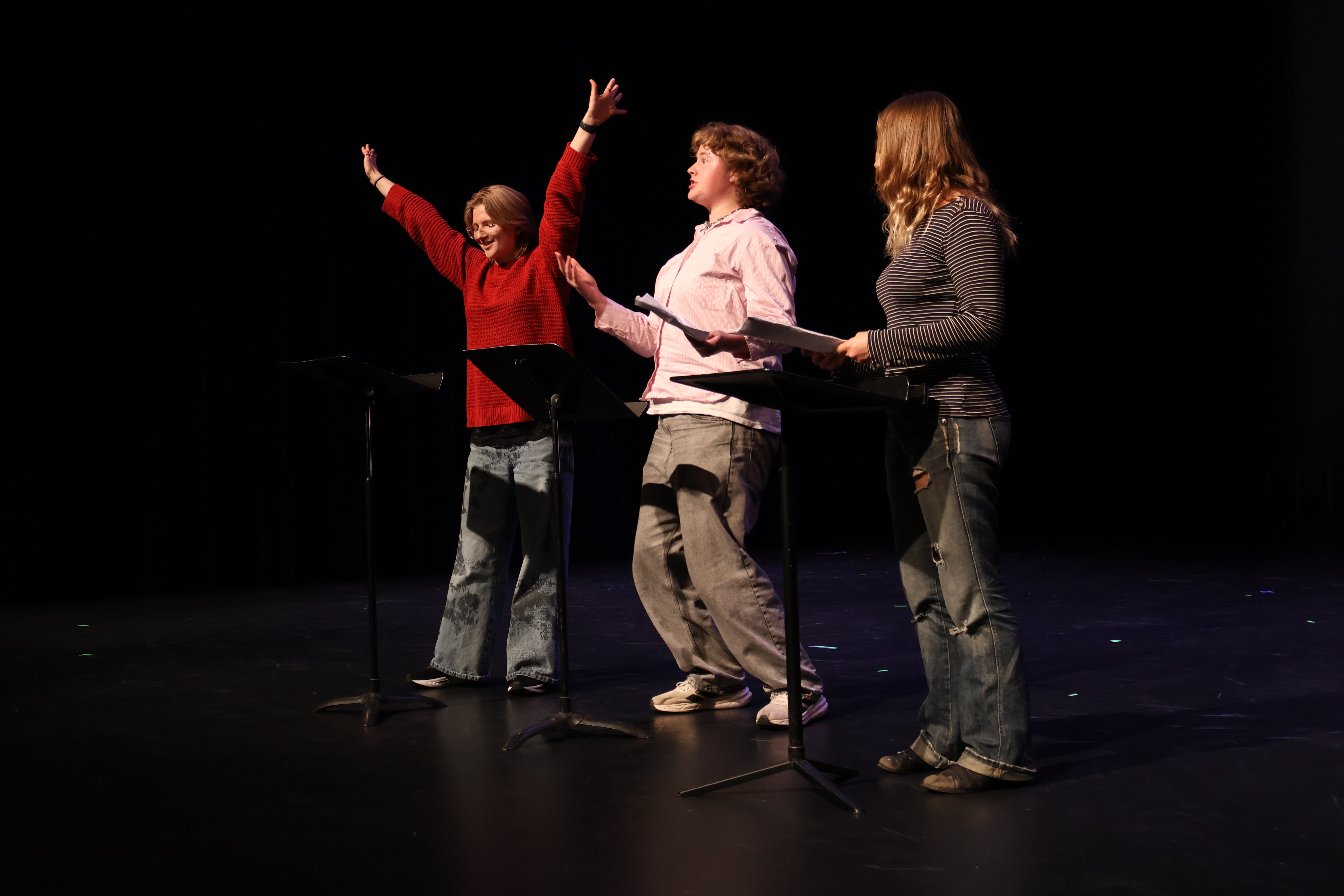 Student actors perform in a scene from the Advanced Playwriting class. Credit: Ray Perry.