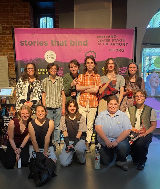 Advanced Playwriting students and Professor Kate Bredeson attend a production of James Ijames’ Fat Ham at Portland Center Stage. Spring 2026.